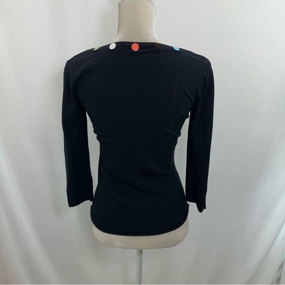 One Girl Who Sweater Women’s Small Black Colorful Snap Embellished Long Sleeve - Picture 3 of 9